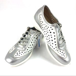 ROS HOMMERSON Shoes Silver Leather Lace-up Sneakers SZ 8W with Tags